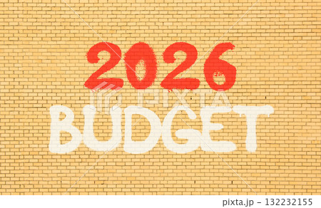 2026 Budget symbol. Concept words 2026 Budget on beautiful old brown brick wall. Beautiful old brown brick wall background. Business and 2026 budget concept. Copy space. 132232155