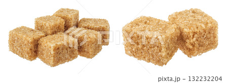 brown sugar cubes isolated on white background 132232204