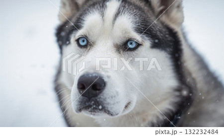 A dog with a blue eye and a white face A dog with a blue eye and a white face 132232484
