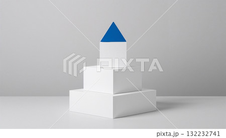 A blue house is on top of a white building 132232741