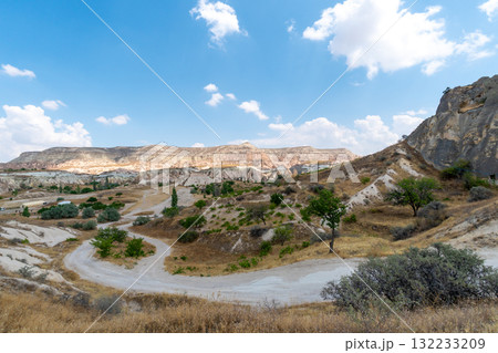 Volcanic rock formations landscape in Cappadocia, place of residence of ancient Christians Volcanic rock formations landscape in Cappadocia, place of residence of ancient Christians 132233209