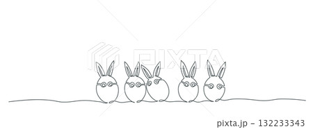 Cute Bunnies with Glasses in One Line Style 132233343
