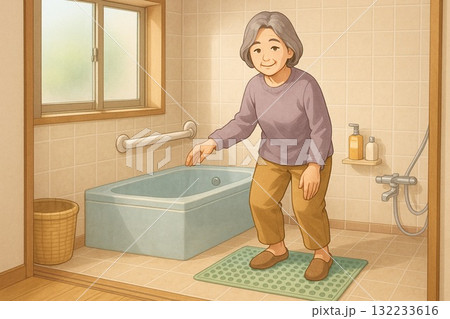 日本的浴室の滑り止め対策 132233616