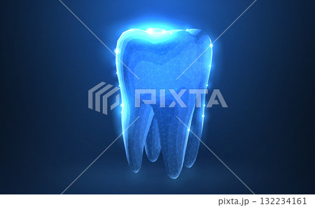 Tooth. Abstract low poly shine bright tooth illustration. Tooth. Abstract low poly shine bright tooth illustration. 132234161