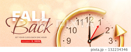 Fall back. Daylight saving time ends. Golden realistic 3d arrow Fall back. Daylight saving time ends. Golden realistic 3d arrow 132234346