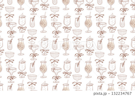 Whimsical Cocktail Pattern 132234767