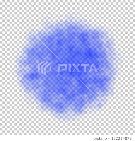 Round blue smoke cloud on transparent background with soft edges and realistic texture for design and compositing Round blue smoke cloud on transparent background with soft edges and realistic texture for design and compositing 132234879