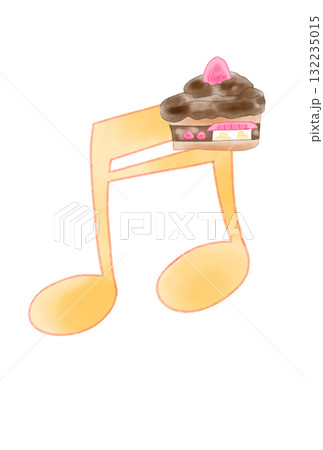 ケーキの店が付いた音符 ケーキの店が付いた音符 132235015