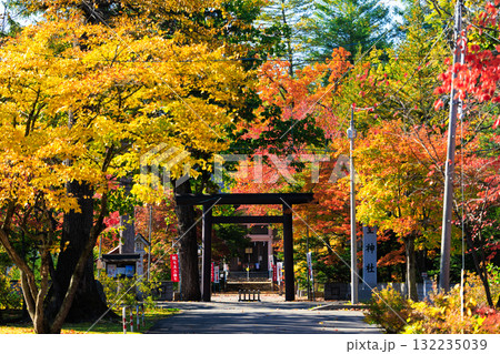 神社と紅葉 132235039