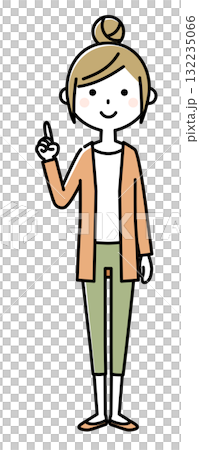 一個年輕女子的媽媽手指 132235066