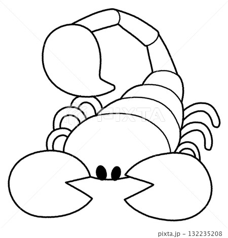 かわいさそりの線画イラスト かわいさそりの線画イラスト 132235208
