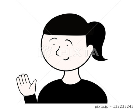 手を振るポニーテールの女 手を振るポニーテールの女 132235243