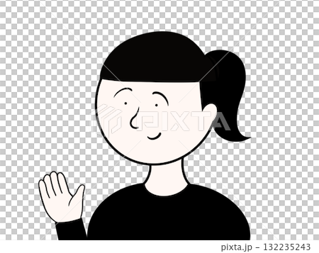 手を振るポニーテールの女 手を振るポニーテールの女 132235243