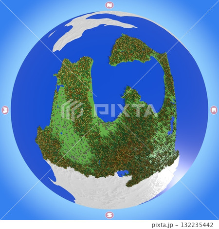 標高・森林・住宅地をかわいく再現した、青森県のプラネット風地図 標高・森林・住宅地をかわいく再現した、青森県のプラネット風地図 132235442