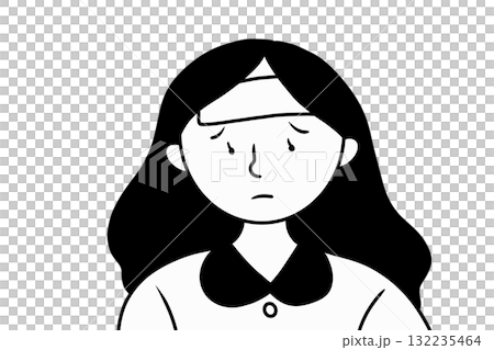 A woman with long hair who has a fever A woman with long hair who has a fever 132235464