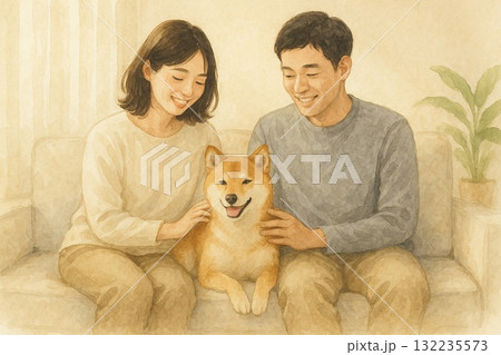 室内のくつろぎ・赤柴と過ごす朝 132235573