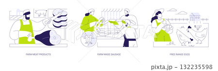 Farm products isolated cartoon vector illustrations se Farm products isolated cartoon vector illustrations se 132235598