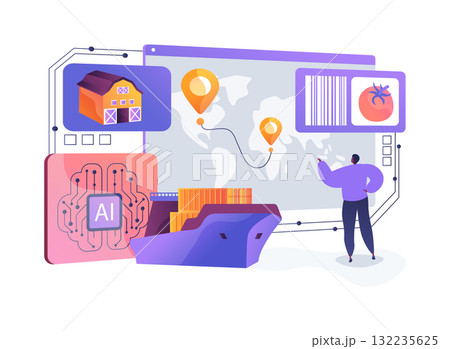 AI-Guided Supply Chain Traceability abstract concept vector illustration. AI-Guided Supply Chain Traceability abstract concept vector illustration. 132235625