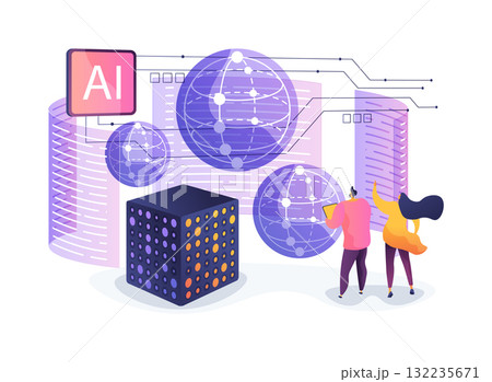AI-Optimized AI-Guided Quantum Algorithm Discovery abstract concept vector illustration. 132235671