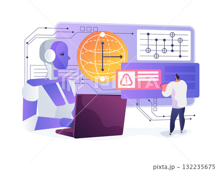 AI-Enhanced Qubit Error Correction Optimization abstract concept vector illustration. 132235675