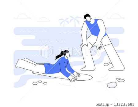 Surf instructor isolated cartoon vector illustrations. 132235693