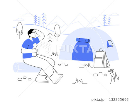 Camping site isolated cartoon vector illustrations. 132235695