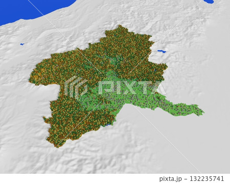標高・森林・住宅地をかわいく再現した群馬県地図 標高・森林・住宅地をかわいく再現した群馬県地図 132235741
