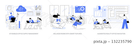 AI and Smart Tech Enhancing Work Efficiency abstract concept vector illustrations. 132235790