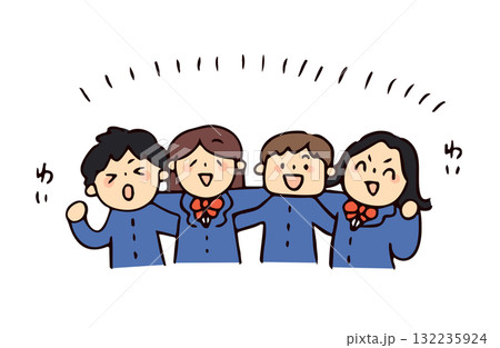肩を組む学生のイラスト 132235924
