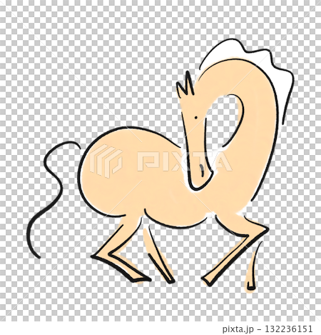 Stylish ink painting of a horse 2026 New Year's material 132236151