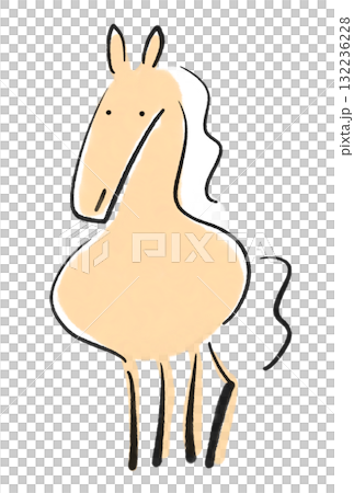 Stylish ink painting of a horse, front view, 2026 New Year's material 132236228