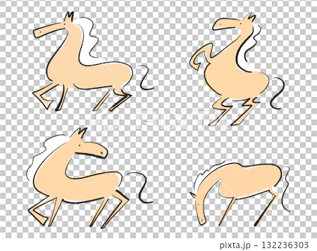 Stylish ink painting horse set 2026 watercolor New Year material 132236303