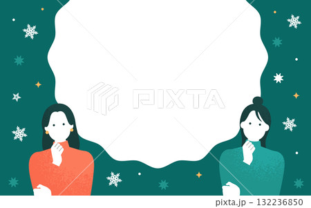 クリスマスの計画を考える女性たちのイラスト コピースペース付きフレーム素材 クリスマスの計画を考える女性たちのイラスト コピースペース付きフレーム素材 132236850