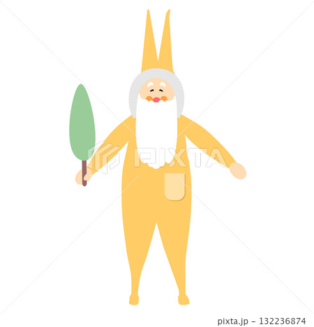 クリスマスのイラスト　かわいいサンタクロース　モールサンタ風　ベクター 132236874