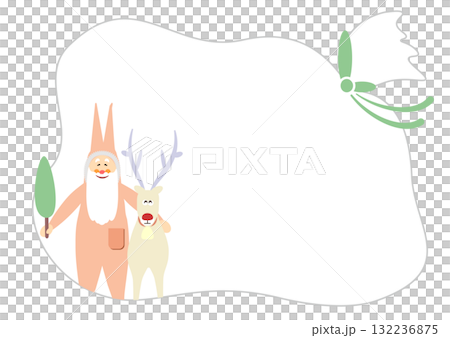禮物留言卡框架背景插圖商場聖誕老人和馴鹿 132236875