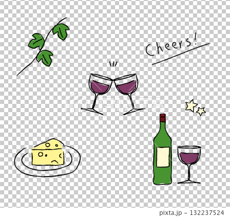 時尚葡萄酒插畫素材集 時尚葡萄酒插畫素材集 132237524