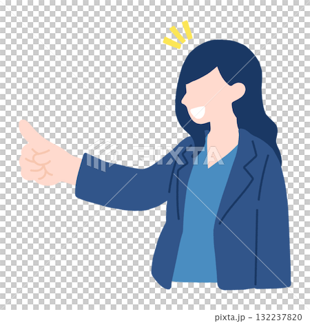 一位女商人指著側面的平面插圖 132237820