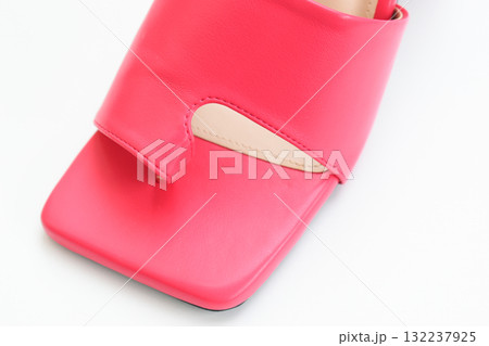 beautiful pink leather heel shoe isolated on white background beautiful pink leather heel shoe isolated on white background 132237925