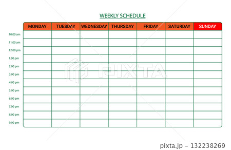 Blank Weekly Schedule Template for Planning. Blank Weekly Schedule Template for Planning. 132238269