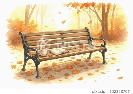 秋のぬくもりと落ち葉の情景 木々・果実・自然を描いた優しい水彩風イラスト集 秋のぬくもりと落ち葉の情景 木々・果実・自然を描いた優しい水彩風イラスト集 132238707