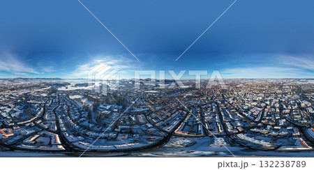 City Winter Snow Aerial Bavaria 132238789