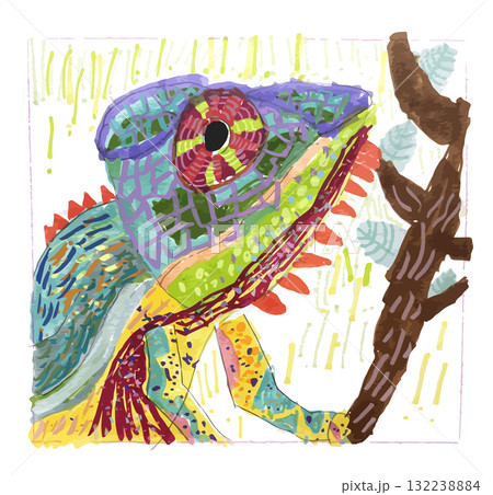 カメレオン・子供の絵(手書きイラスト・幼稚園) カメレオン・子供の絵(手書きイラスト・幼稚園) 132238884