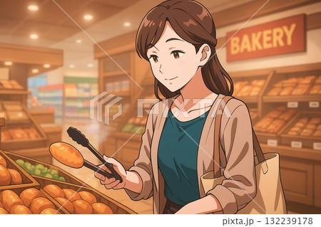 パンを選ぶ女性 パンを選ぶ女性 132239178