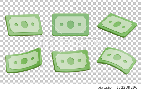 cartoon style money bills currency 3D graphic 132239296