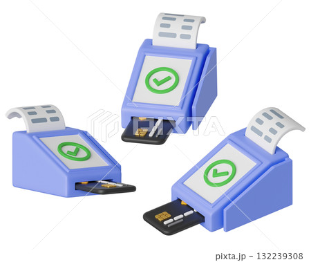 cartoon style Payment Terminal card reader 3D graphic 132239308