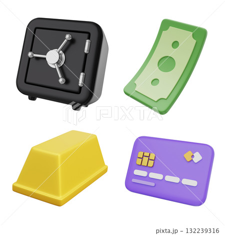 cartoon style finance 3D icon Set 132239316