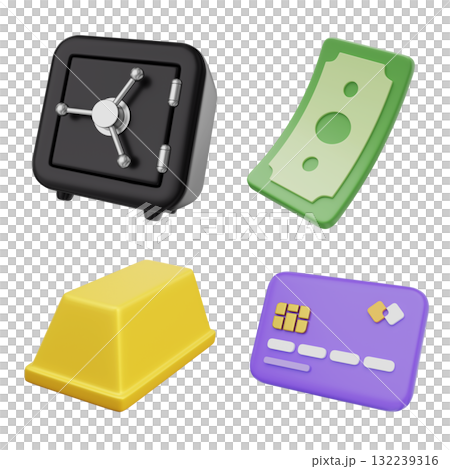 cartoon style finance 3D icon Set 132239316