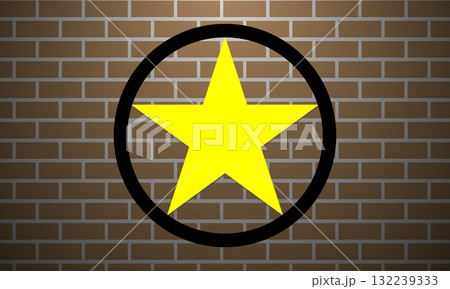 Texas Star Icon on a Brick Wall Background. 132239333