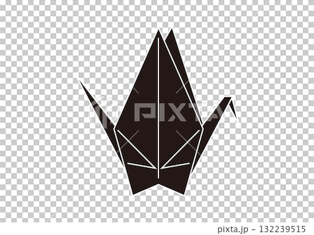 Illustration material of origami crane (black) 132239515