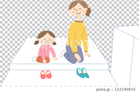 靴を揃える親子 靴を揃える親子 132240055